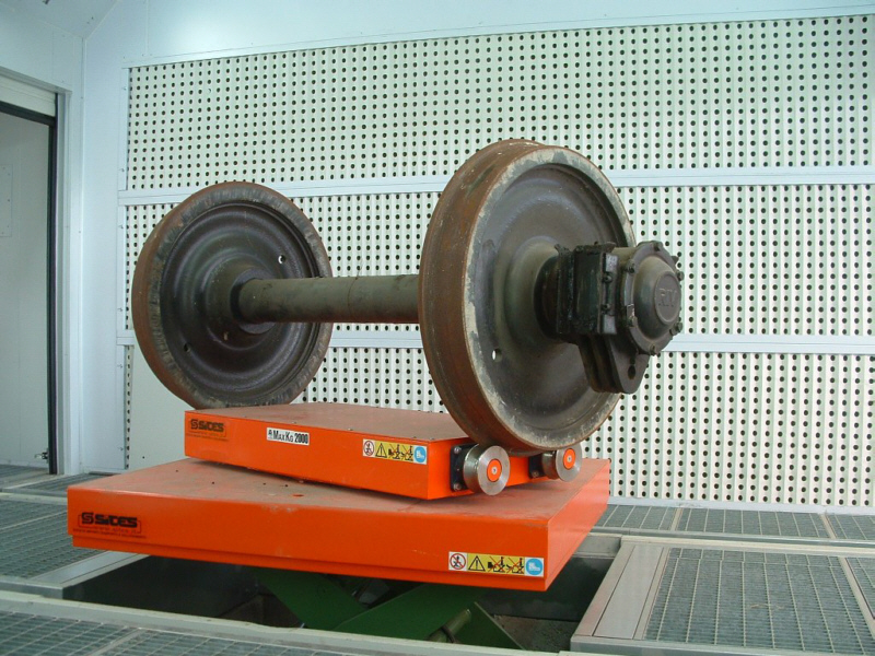 Lackierkabine mit Hub- Drehtisch